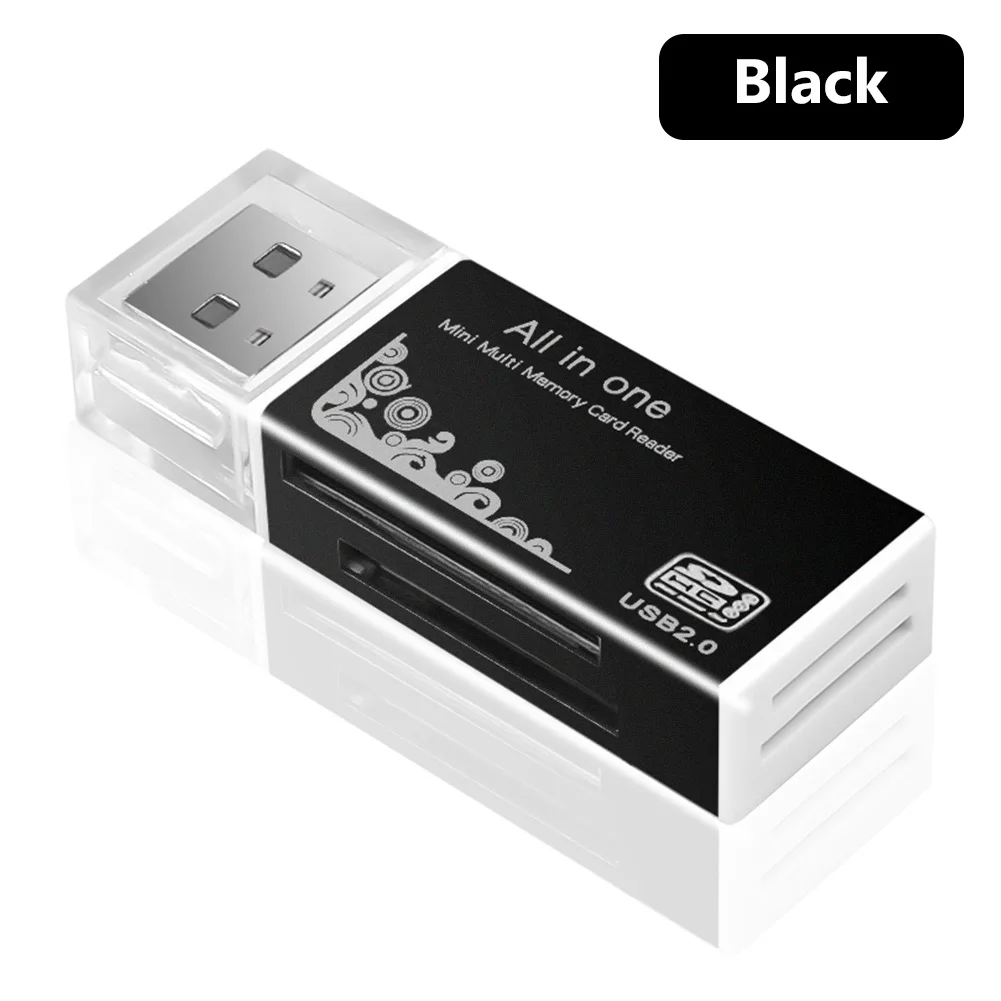 dorado Generic negro 4-in-1 USB 2,0 de tarjetas de memoria SD lector de tarjetas para Micro SD SDHC M2 MMC MS Duo