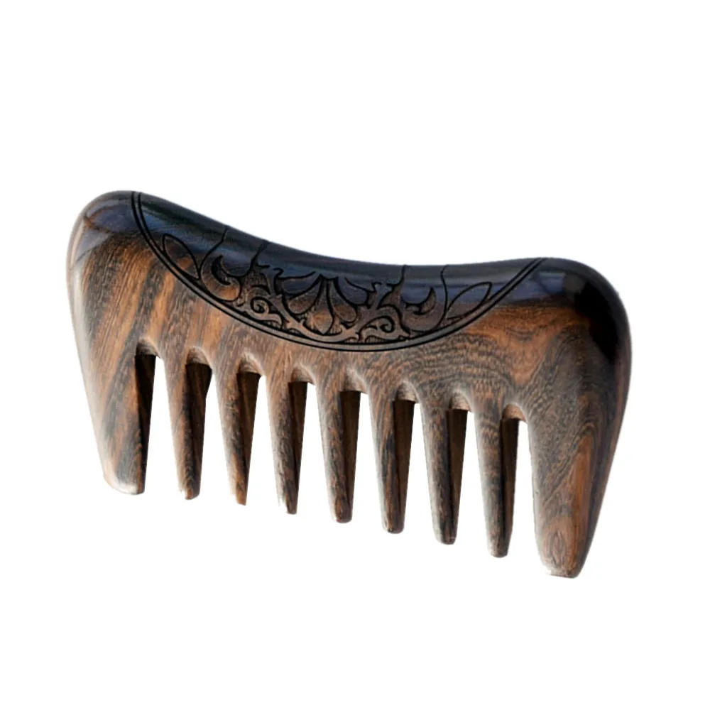 Деревянная расческа с двусторонней гравировкой из натурального золотого сандалового дерева, супер широкие зубные деревянные расчески, маленькие карманные расчески для волос