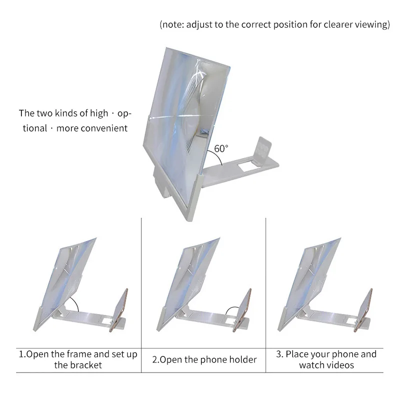 3D Экран усилитель сигнала мобильного телефона увеличительное Стекло HD Подставка для видео складной Экран увеличенные защита глаз держатель