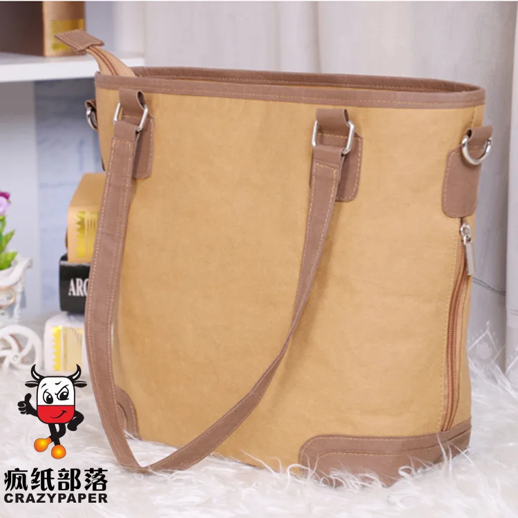 

PUBGS Women Shoulder Handbags 2019 NEW Kraft Paper Shopping Bags Commuter Package Functional Washable Large Capacity