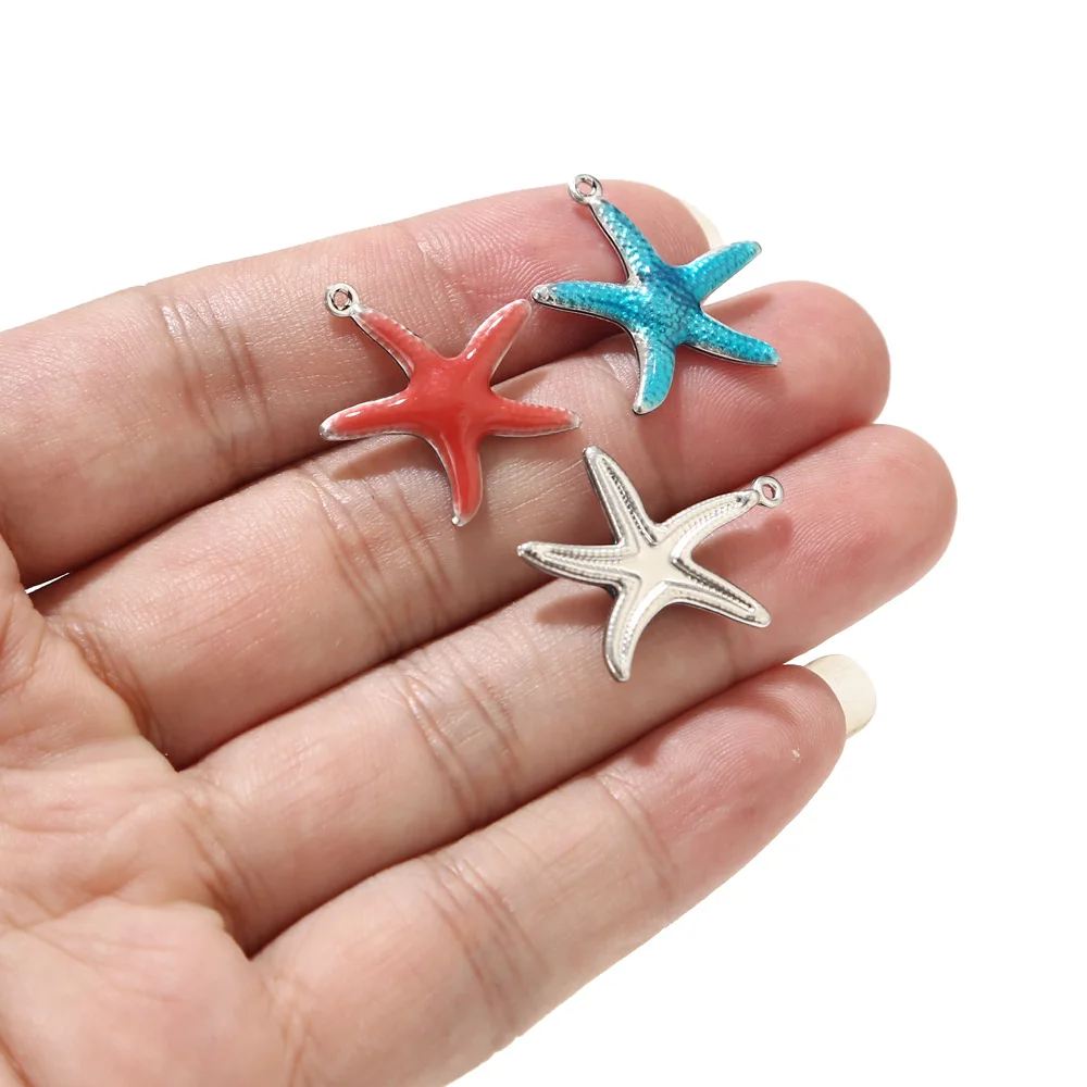 Top Quality 10pcs/lot fashion stainless Steel Starfish Pendants European Style Charm Pendants for Women Men DIY Jewelry Making