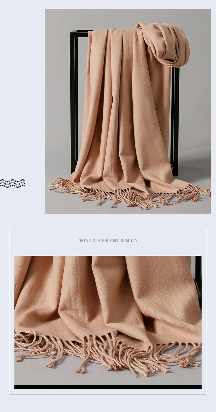 TEH персонализированные Твердые кисточкой для женщин шарф вышивка на заказ кашемир Зима Леди Девушки шаль шарф массивные свадебные подарки