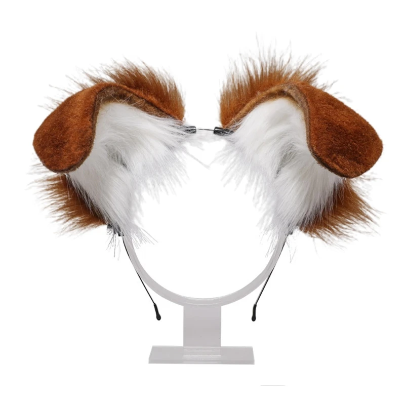 Costume Headband Plush Dog Ears Furry Animal Ears Kawaii Hair Hoop For Halloween Cosplay Party