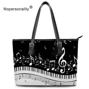 

Nopersonality Music Piano Print Large Pocket Casual Tote Women's Handbag Shoulder Bag PU Leather High Capacity Ladies Hand Bags