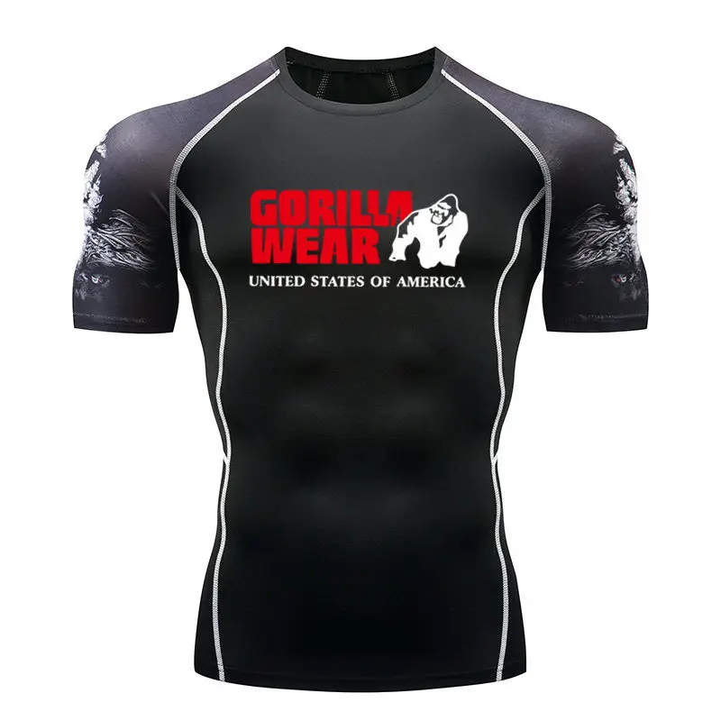 

Men's Running T-shirt Bodybuilding Sportswear Brand Compression Rashgard Men's Long Sleeve Tights Sports Mma T-shirt