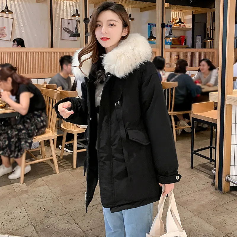 

2019 Winter New Style South Korea Dongdaemun Fashion Large Fur Collar a Version Loose And Plus-sized Maternity Clothes Cotton Ov