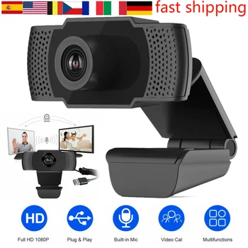 

USA Spain Fast Delivery 1080P Mini Webcam Laptops Desktops USB Webcam For Live Video Conference Webcam Built-in Microphone