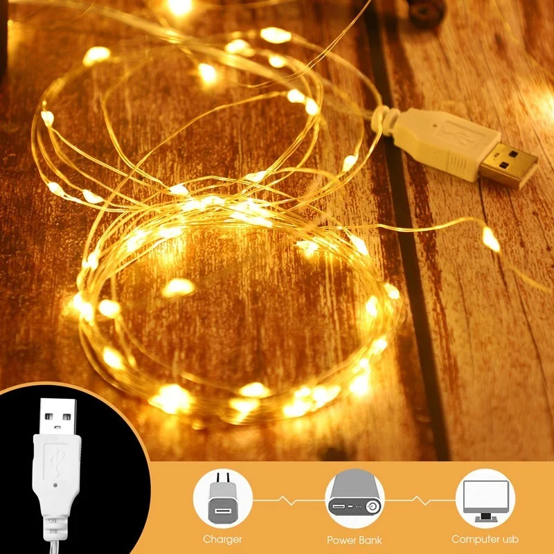 Guirnalda que funciona con batería, adornos navideños para el hogar, adorno de luz Led para decoración de fiesta, Año Nuevo, 1m/2m/3m/10m - Imagen 2