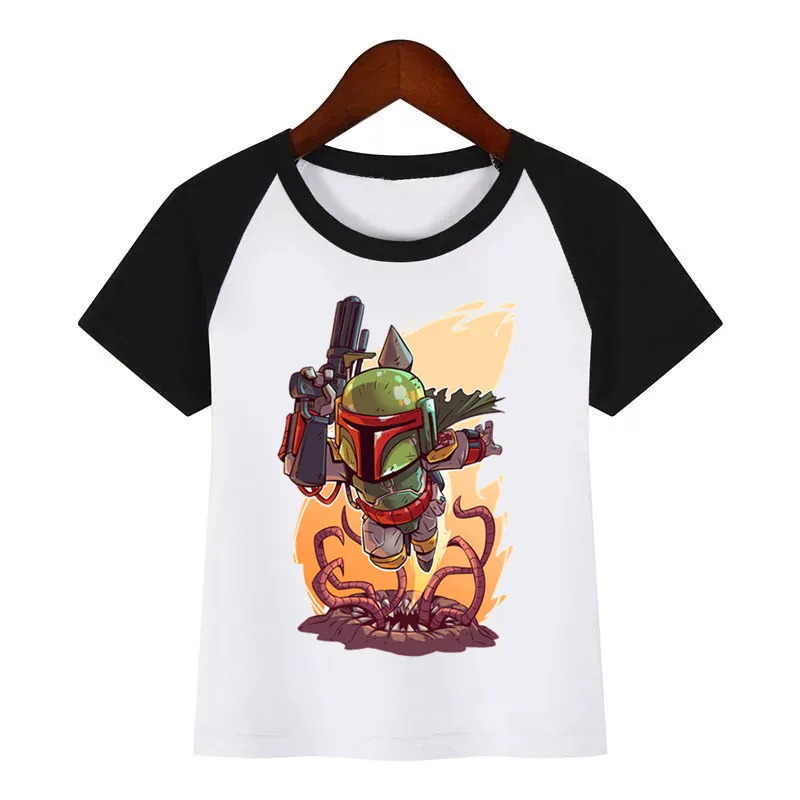 Детская Новая модная футболка с принтом «Boba Fett» и «Звездные войны» Детская забавная одежда для малышей Детская летняя футболка