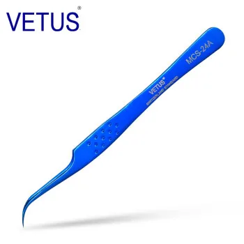 24A-Bright Blue Vetus Original MCS Series New Style Premium Eyelashes Tweezers Ultra Fine Tip Improve for 3D 6D Lashes Extensions - Цвет: 24A-Bright Blue