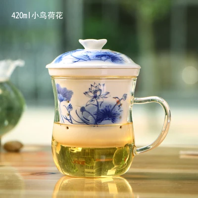 420ML Cup Керамическая чайная чашка с крышкой Фильтр Зеленый чайный фарфор стеклянная чашка дорожная чайная чашка чайная посуда чашка для воды, Кружка Чайный горшок офисная домашняя посуда для напитков - Цвет: 420ML Cup
