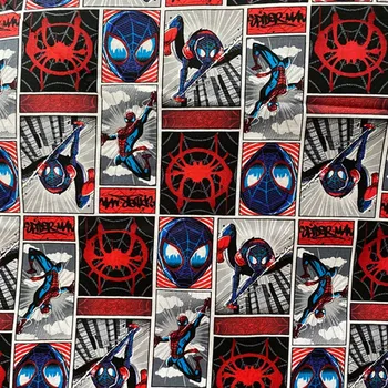 

105cm Width Spider Boy and Spider Comics Cotton Fabric for Boy Clothes Bedding Set Hometextile Cushion Cover Bags DIY