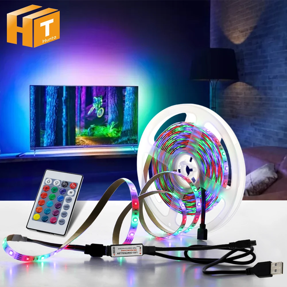 Usb Led Strip 5050 Rgb Tv Background Lighting Kit Ir Music Bluetooth  Controller - Led Strip - Aliexpress