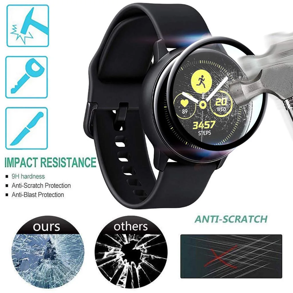 Glass for samsung galaxy watch active 2 44mm 40mm/46mm/42mm/3 45mm-41mm gear s3 frontier/s2/sport 3d hd film screen protector
