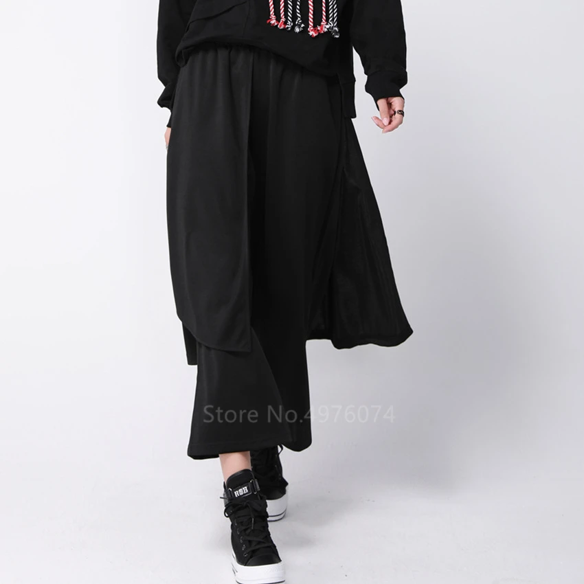 Women Japanese Style Kimono Haori Loose Harajuku Pants Black Fashion Leisure Trousers Cool Hip Hop Streetwear Samurai Costume