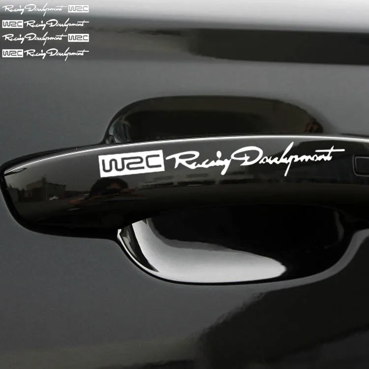 4 шт./лот персонализированные наклейки для автомобиля стикер WRC World Racing Development креативная Автомобильная дверная наклейка на ручку стайлинга автомобиля