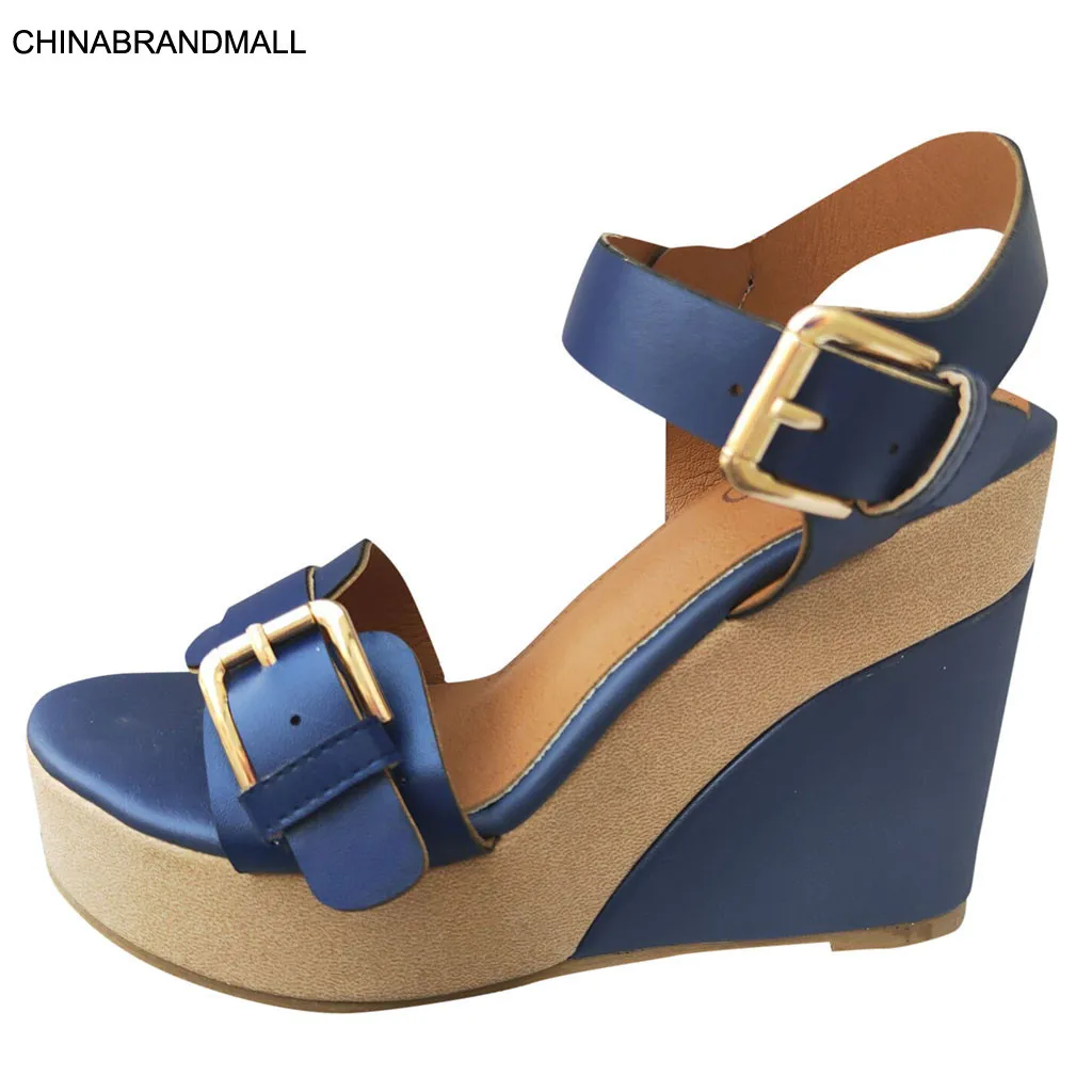 

Summer Supper High Heel Wedge Sandals Womens Platform Ankle Buckle Strap Peep Toe Rome Woman Sandals Shoes Hot Sale Wedges Shoes