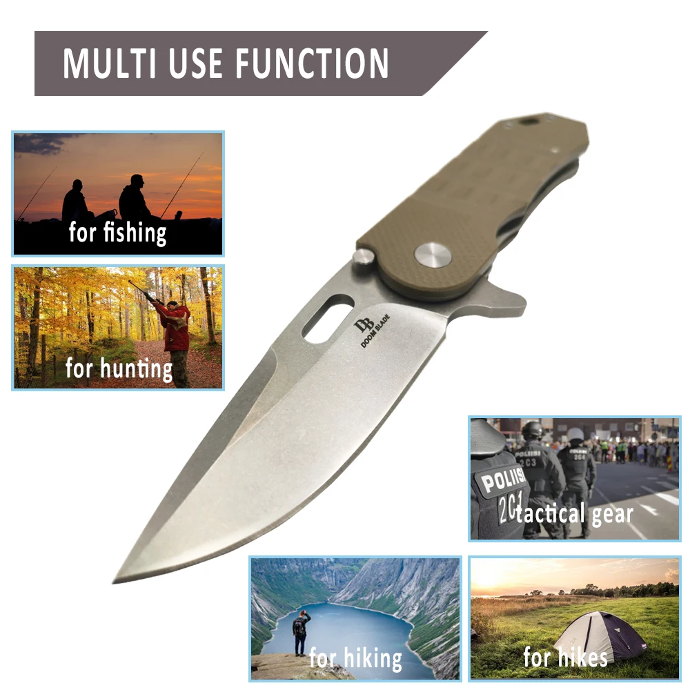 

12PCS/LOT 7.8"60-61HRC Folding Pocket Knife D2 Utility Combat Hunting Survival Flipper Knives Bearing G10 Tactical Outdoor EDC