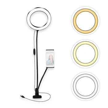 

8 Inch 3200K-5500K Diammable Ring Video Light 10 Level Brightness CRI 90+ with Pad Holder for YouTube Video Live Making-up Vlog