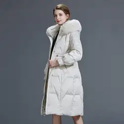 2019 зимнее длинное пальто женская теплая парка пуховик с воротником из натурального Лисьего меха зимнее пальто для женщин A293