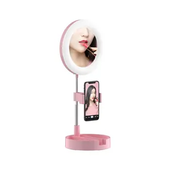 

USB Light Selfie Foldable Fill Light Dimming LED Fill Lamp with Phone Clip Mirror for Live Streaming Broadcasting Video