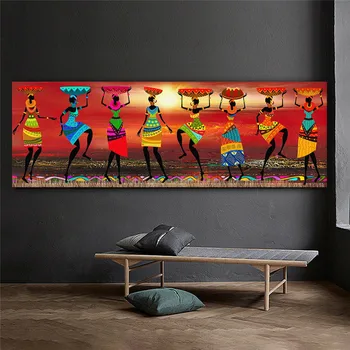 

4YANG Aftric Abstract People Oil Painting Colorful Wall Art Posters Prints Canvas Pictures for Living Room Bedroom Home Decor