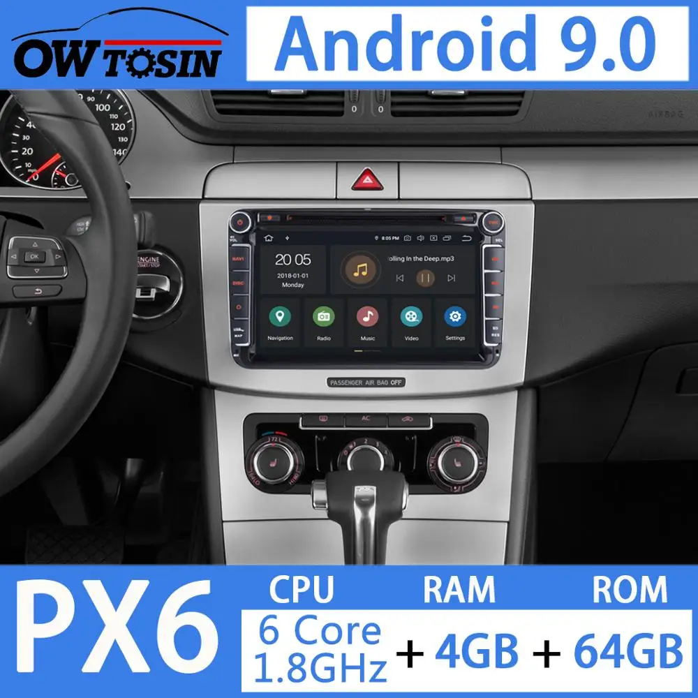 PX6 4G+ 64G Android 9,0 автомобильный DVD gps Raido для VW Skoda Seat Bora Jetta Golf Plus Passat CC Touran Tiguan Sharan Polo DSP CarPlay