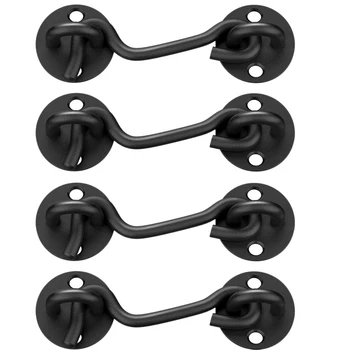 

4Pcs Black 4 Inch Door Latches Latch Lock Sliding Barn Door Lock Fence Gate Latches for Interior Door Cabinet Shutter