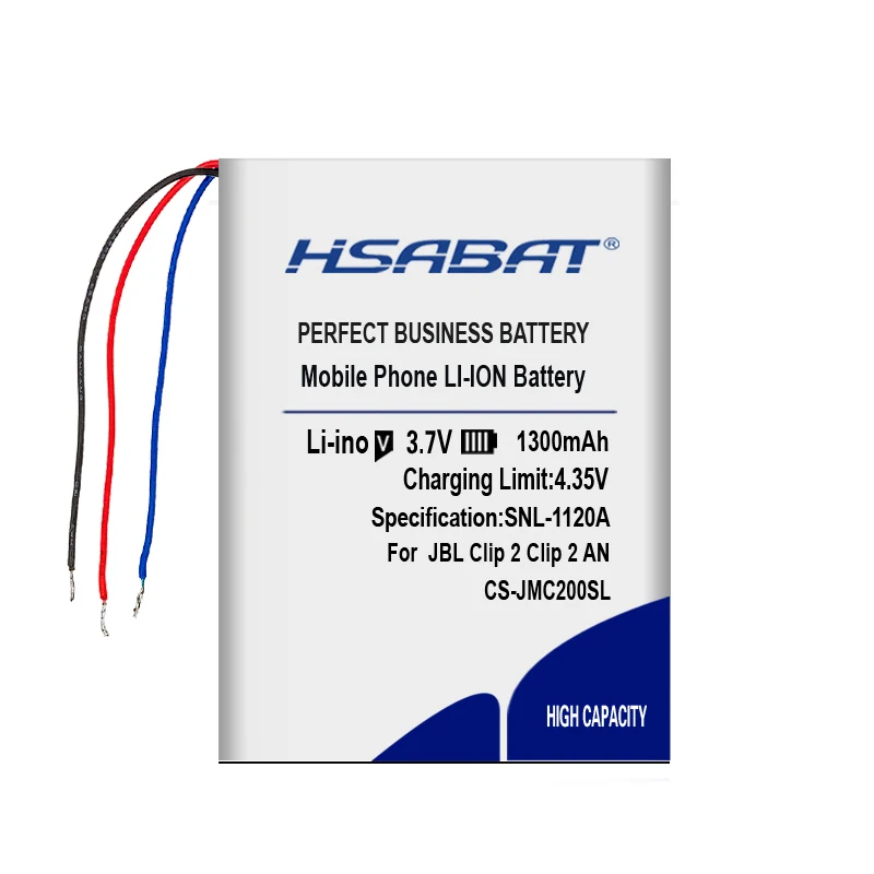 HSABAT 1300mAh GSP383555 Аккумулятор для JBL клип 2, клип 2 AN, CLIP2BLKAM, CS056US, P04405201