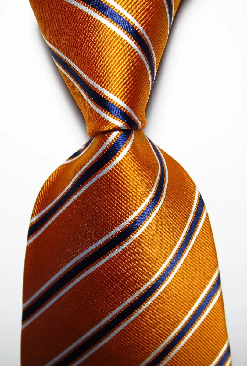 Men's Striped Tie 9cm Silk Necktie Set Green Yellow Red Orange JACQUARD WOVEN Silk Necktie