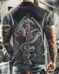 2021 Summer New Skull Print T-shirt Men's Short Sleeve Oversized Street Wear Street Hip Hop 3D Printed T-shirt
