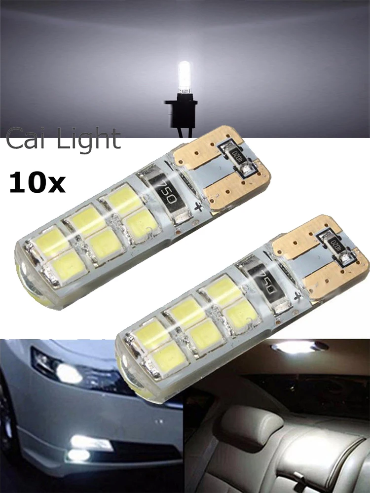 10 шт. 194 W5W COB 2835 SMD 12 светодиосветодиодный Canbus супер ярсветильник свет лампы для