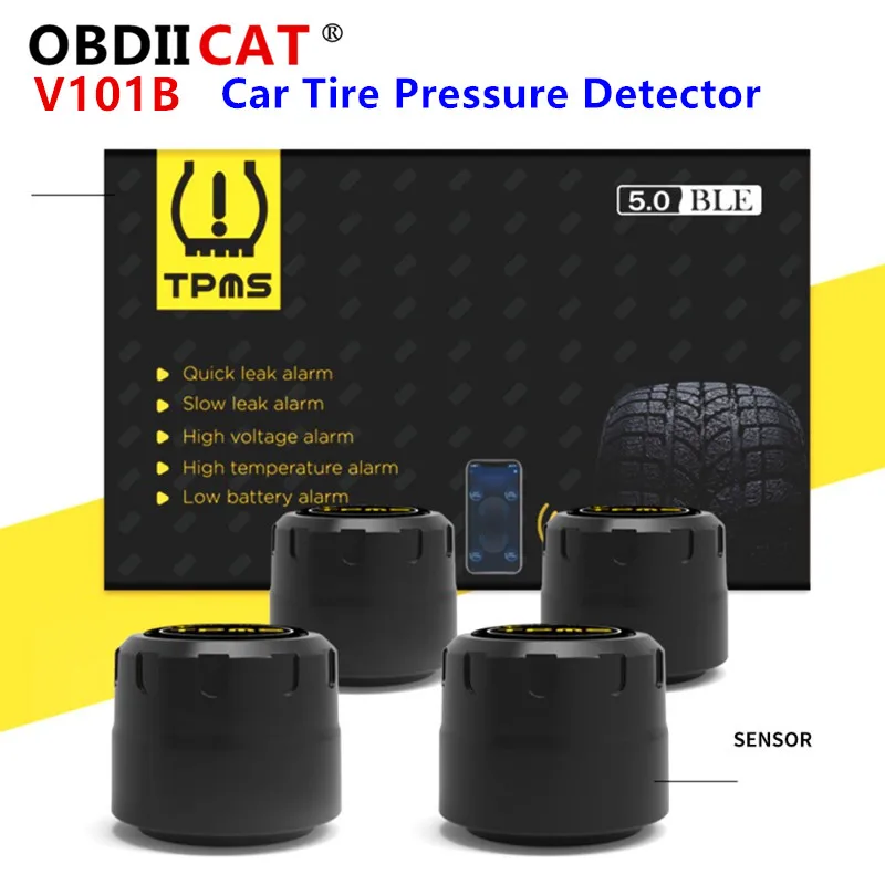

2021 Best OBDIICAT V101B TPMS Bluetooth /4.0 Universal External Tyre Pressure Sensor For IOS Android Phone