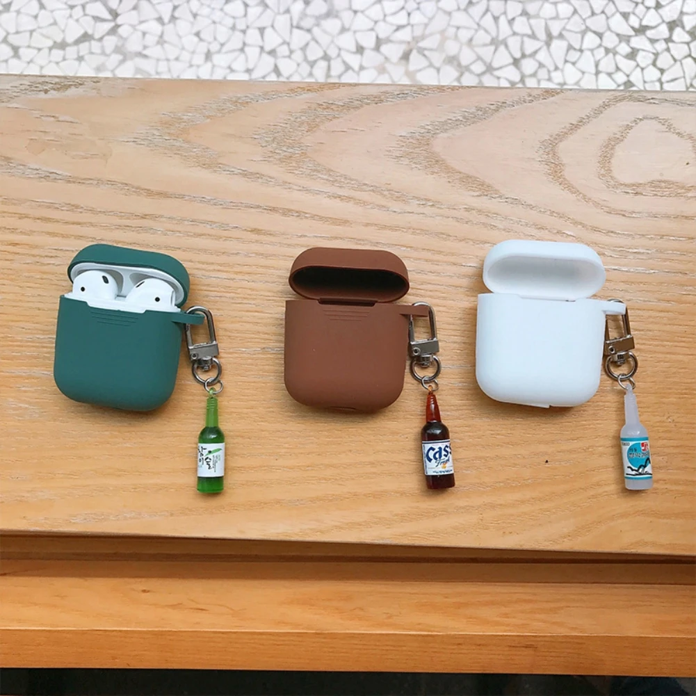 Подвеска в виде бутылки вина брелок декоративный силикон чехол для Apple Airpods 1/2 Bluetooth наушники анти-осень чехол сумка