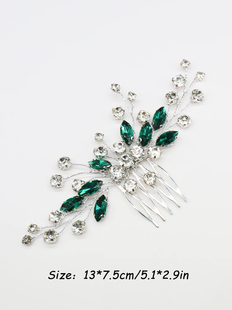 Bohemian Green Wedding Hair Comb Rhinestone Hair Jewelry Bridal Flower Headpiece Romantic Ornaments For Bride Ornament hair accessories bridal hair accessories bridal jewelry set