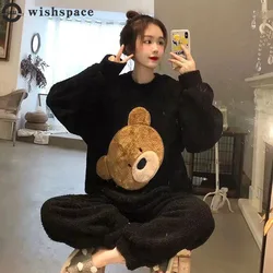 Coral Fleece Pajamas More Female 2021 New Paragraph in the Spring and Autumn Winter Long Sleeve Lovely Flannel Leisure Wear