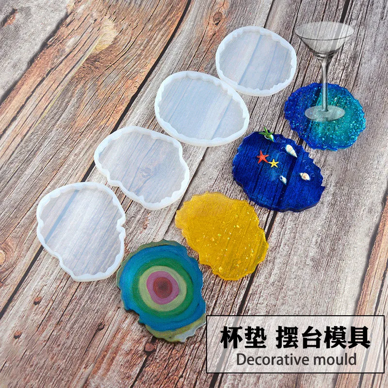 

4 shapes Wave coaster mold DIY crystal drip glue wave baking mold manual mirror resin cloud silicone mold