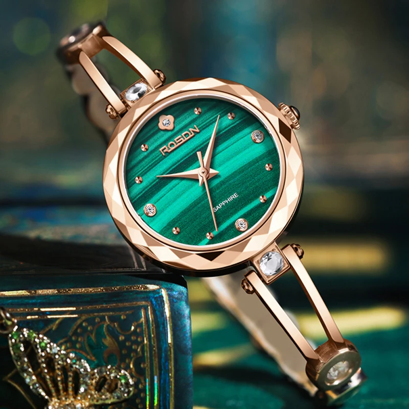 

New ROSDN Luxury Brand Woman's Watches Japan Import Quartz Diamond Waterproof Sapphire 7MM Ultra-thin Tungsten Steel Clock R3707