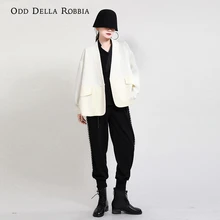 OddDellaRobbia 2021 Spring New Japanese Women Casual Oversizev-Neck Knitted Cardigan Stitching Drawstring Waist Blazer 1569
