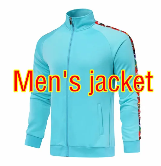 Женские и мужские куртки для бега, брюки, набор, молодежный футбольный костюм, свитер для бега, спортивный комплект, длинный футбольный тренировочный костюм, командная форма - Цвет: Men blue jacket