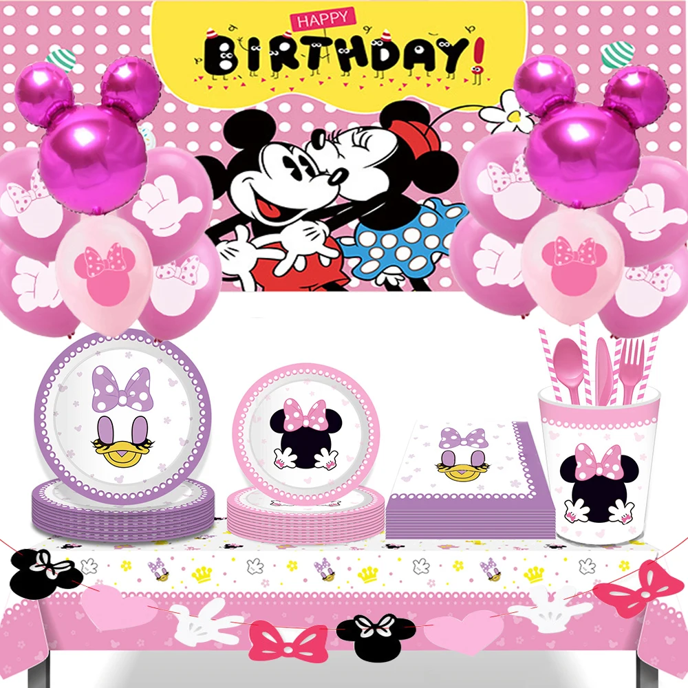 

Disney 1st Birthday Minnie Mouse Girls Baby Shower Party Festive Cutlery 8 Individual Paper Plates Tissue Paper Cups Party Decor