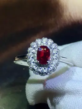 

819 Ruby Ring Fine Jewelry Pure 18 K Gold Natural Red Ruby 0.5ct Gemstones Female's Wedding Diamonds Fine Rings