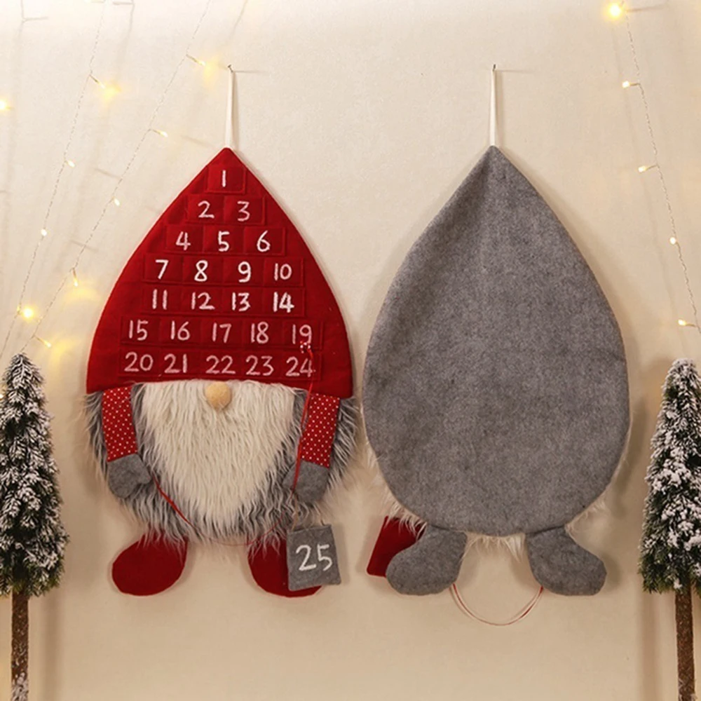 1pc Hanging Christmas Advent Calendar Countdown To Christmas Tree Gift Ornaments Decorations Santa Claus Calendar With Pockets