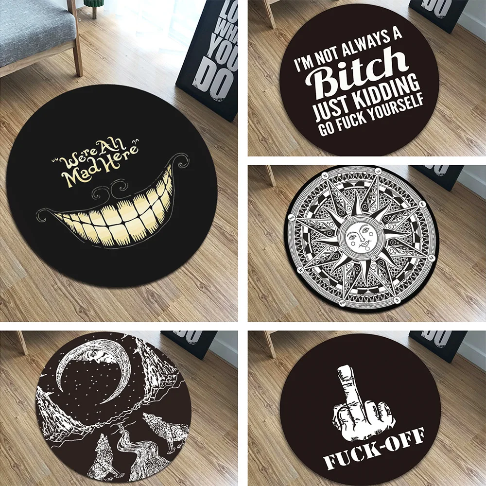 60x60cm Round Printed Sun Door Mat Geometric For Kids Climb Round Carpet Soft Flannel Tapete Areas Rug for Living Room