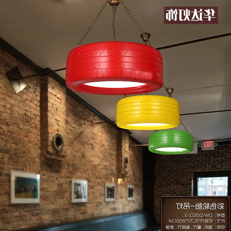 

American Loft Industrial Personality Led Color Tire Cafe Restaurant Retro Bar Table Decoration hanging lamp