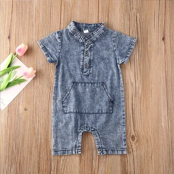 

Baby Girls Clothing New Short Overalls Cowboy Romper Gentleman Style Casual Toddler Boys Kids Clothing