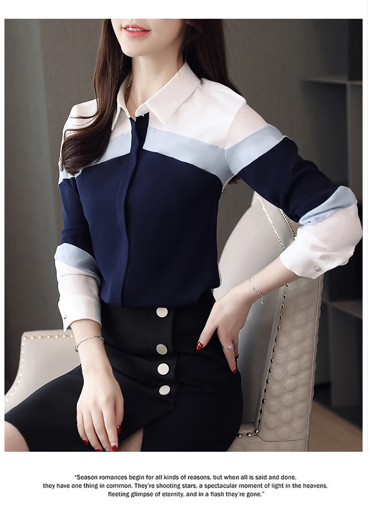 FREE SHIPPING Casual Blouse Color Block OG0726