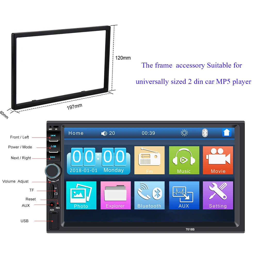 

Plastic frame for Universal 2 Din HD 7 " Touch Screen MP4/MP5 Car Radio Player Car MP5 Installation Accessories