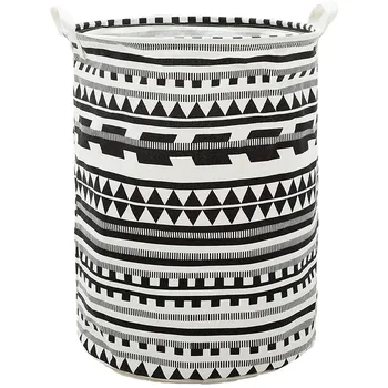 

Large Laundry Basket Waterproof Coating Collapsible Laundry Hamper Bucket Cylindric Burlap Canvas Storage Basket