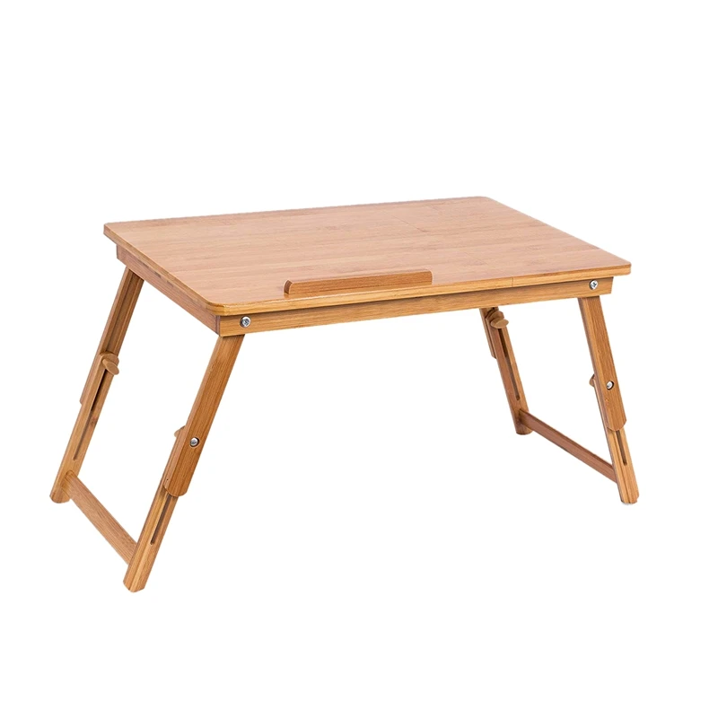 Подставка для ноутбука из натурального бамбука, складной поднос для завтрака, столик с откидным верхом и боковым ящиком